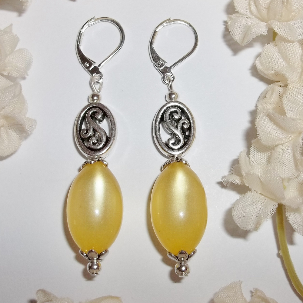 Yellow Statement Earrings Beaded Long Dangle Dangle Drop Fashion Accessory 4299